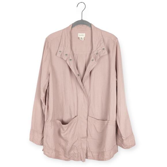 Nicole‎ Miller New York Blush Pink Linen Lyocell Lightweight Jacket Size Large - Picture 1 of 6